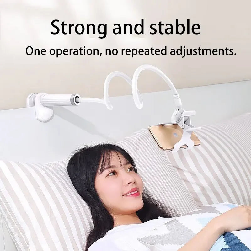 Lazy Bedside Phone Holder Clamp – Flexible Gooseneck Desktop & Bed Smartphone Mount Stand