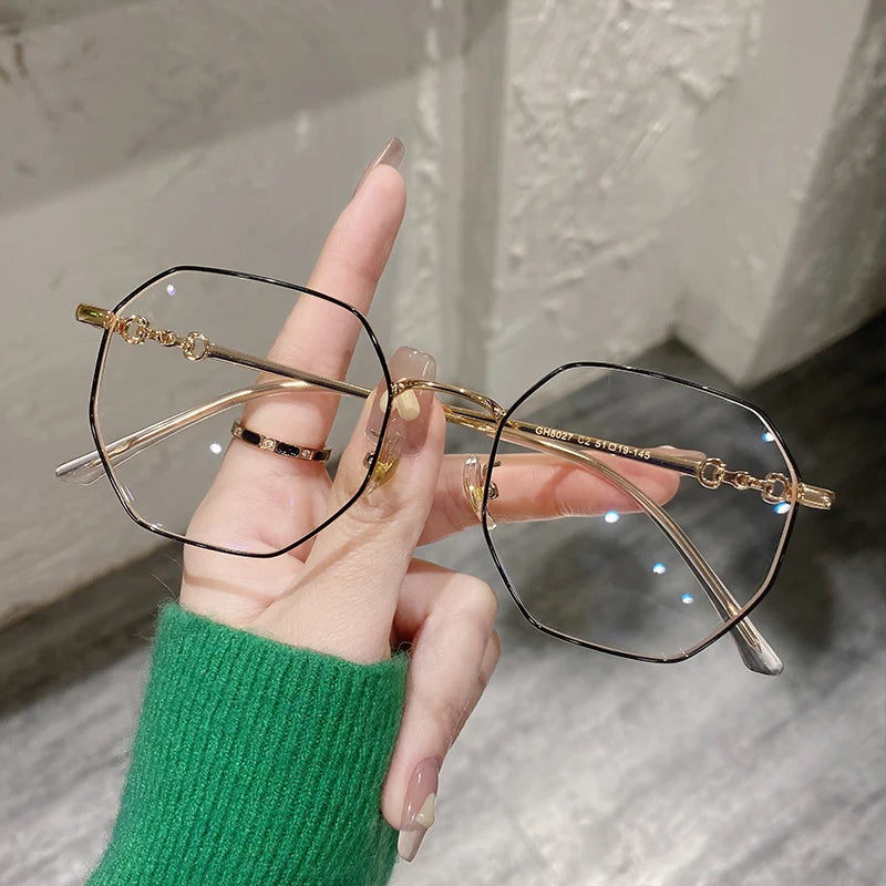 Classic Women’s Blue Light Blocking Round Metal Eyeglasses Frame – Lightweight Alloy Spring Hinge Optical Glasses