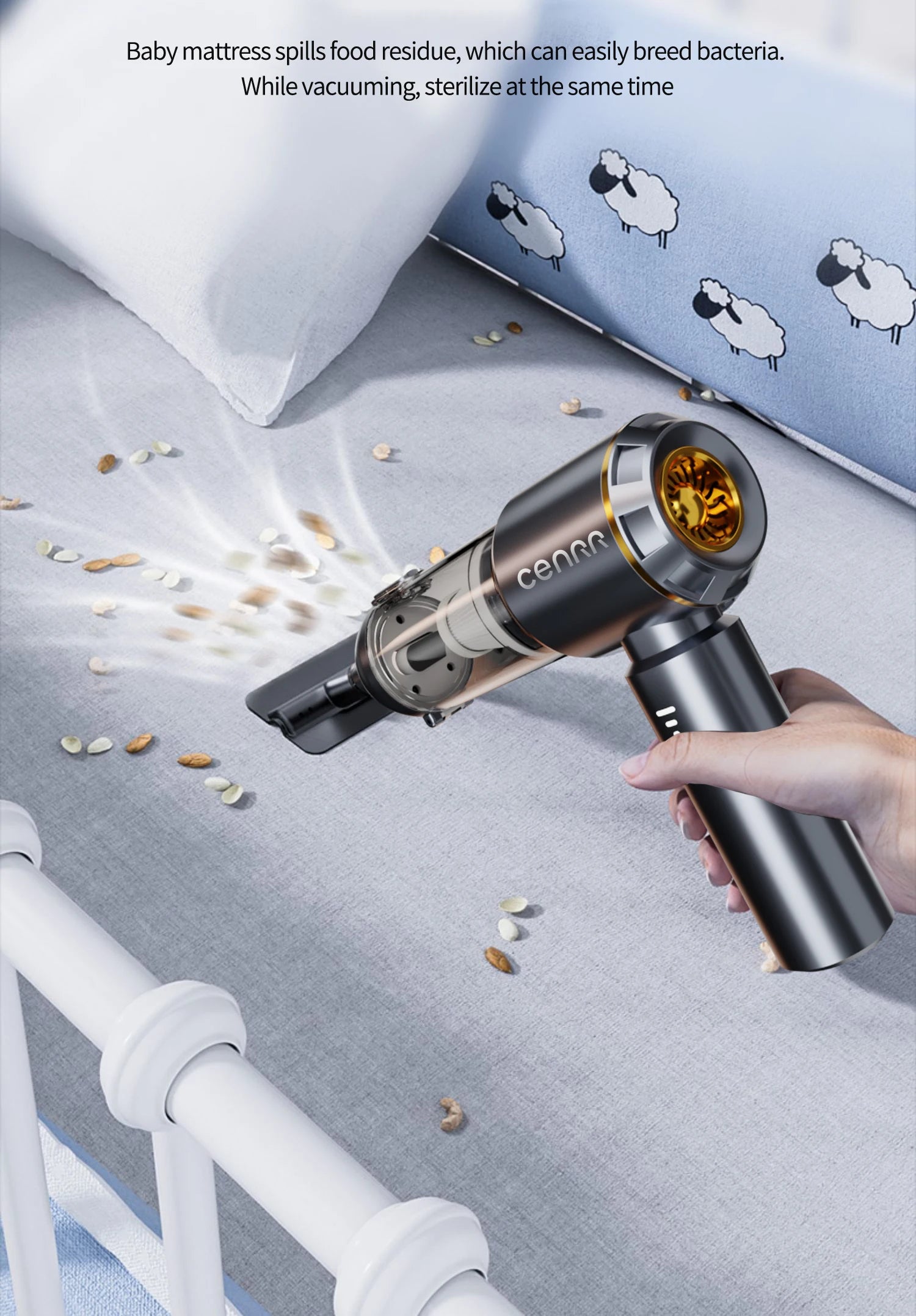 CENRR 998000PA Cordless Car Vacuum Cleaner – High Suction Handheld Portable Wireless Cleaning Machine for Car Interior and Home Use