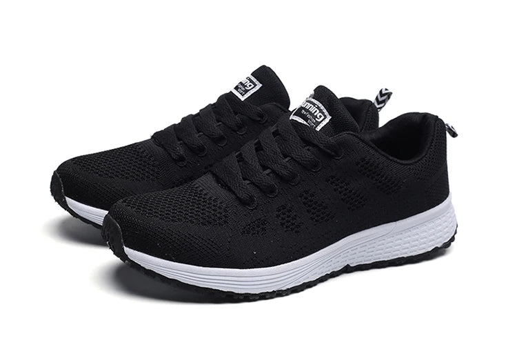Women’s Breathable Mesh Running Sneakers – Lightweight Lace-Up Vulcanized Outdoor Walking Shoes for Women