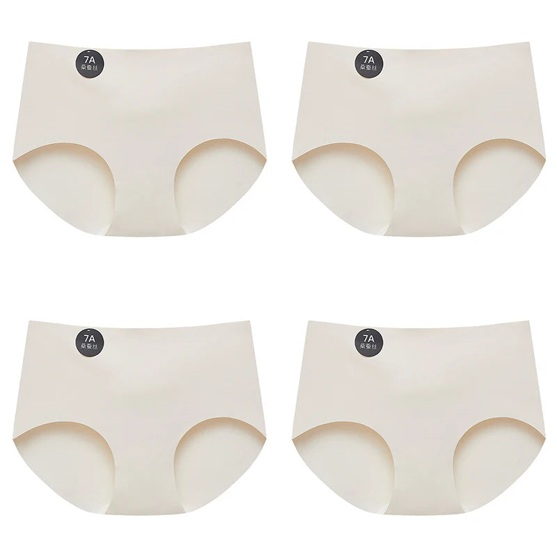FallSweet 4-Pack Seamless Ice Silk Women’s Panties – Soft Breathable Mid-Rise No-Show Briefs Underwear