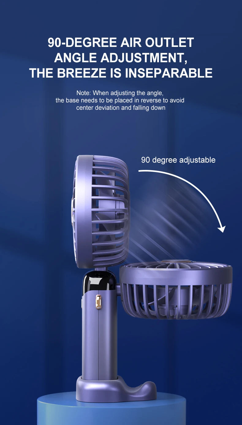 USB Rechargeable Foldable Neck Fan – Portable Handheld Mini Fan with 5-Speed Cooling, Digital Display & Phone Stand, Travel-Friendly Hands-Free Design