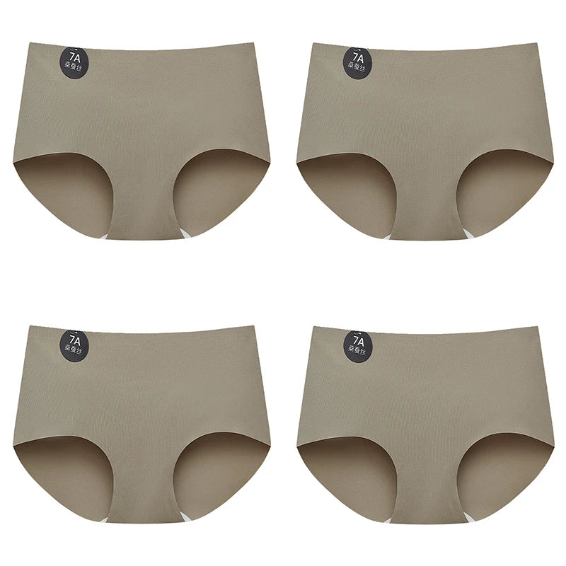 FallSweet 4-Pack Seamless Ice Silk Women’s Panties – Soft Breathable Mid-Rise No-Show Briefs Underwear