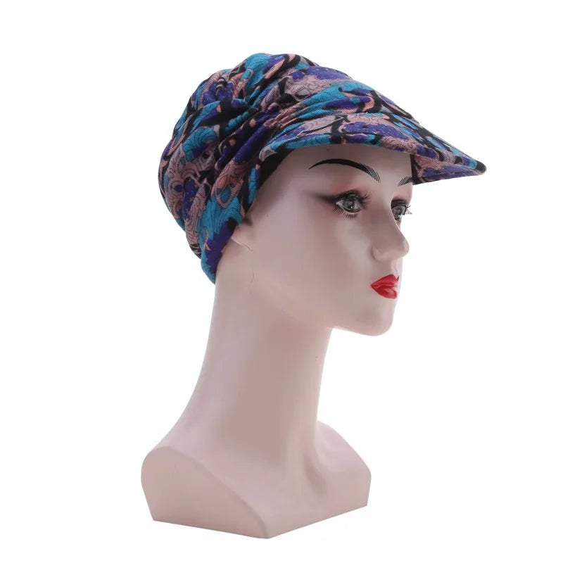 Women Autumn Winter Peaked Cap with Earflap – Warm Foldable Floral Print Casual Hat