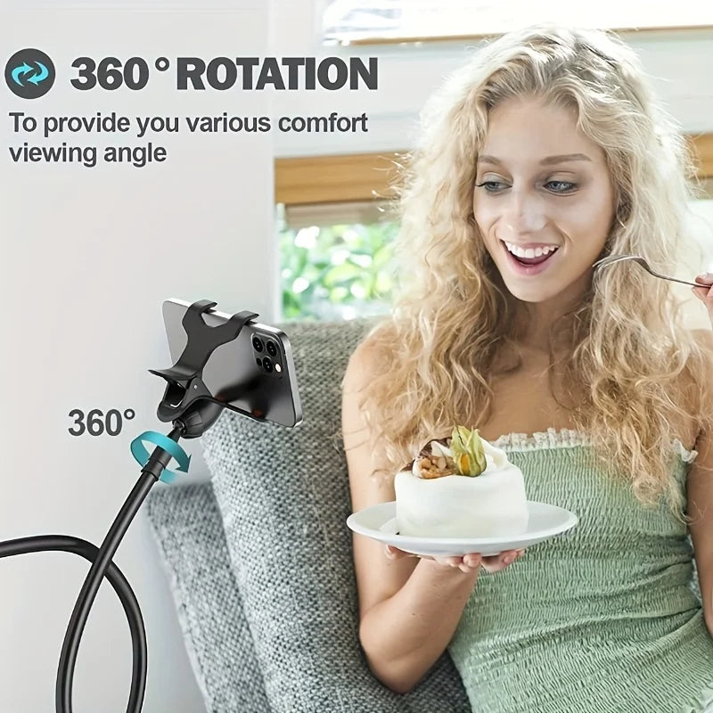 Lazy Bedside Phone Holder Clamp – Flexible Gooseneck Desktop & Bed Smartphone Mount Stand
