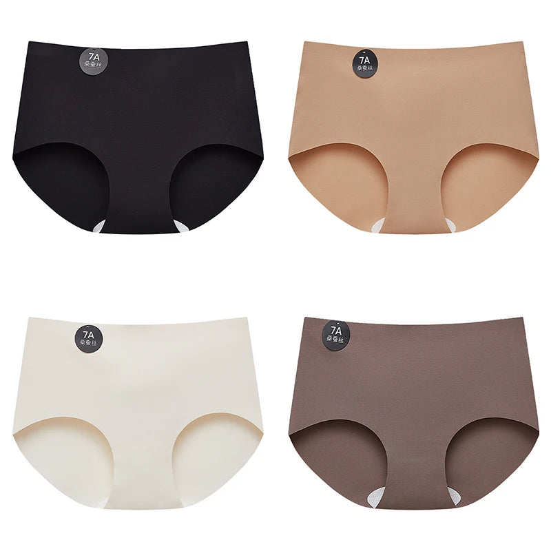 FallSweet 4-Pack Seamless Ice Silk Women’s Panties – Soft Breathable Mid-Rise No-Show Briefs Underwear