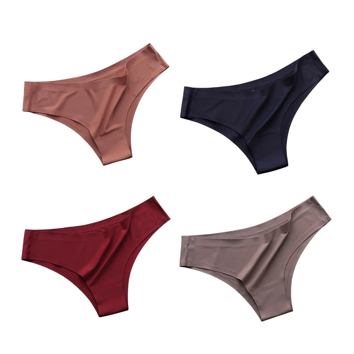 4PCS Seamless Women’s G-String Panties Set – Ultra-Thin Ice Silk Low Waist Invisible Briefs, Soft Breathable Cotton Crotch Underwear