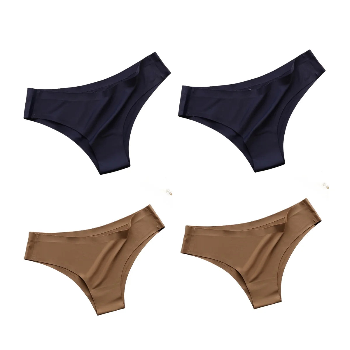 4PCS Seamless Women’s G-String Panties Set – Ultra-Thin Ice Silk Low Waist Invisible Briefs, Soft Breathable Cotton Crotch Underwear