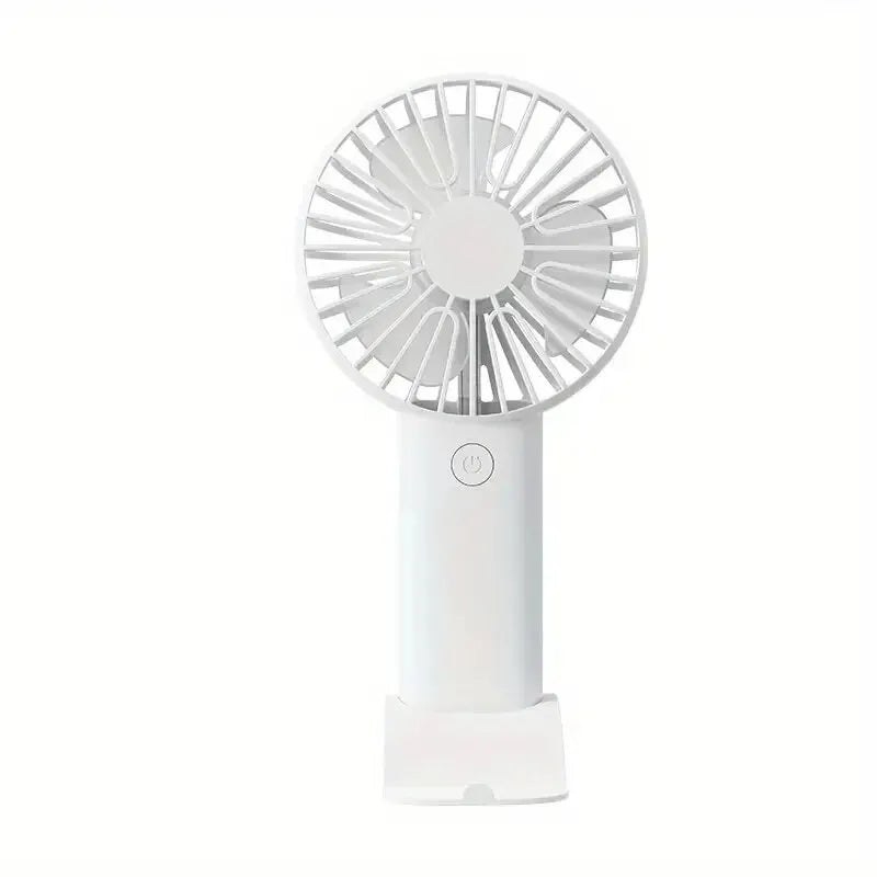 Mini USB Rechargeable Handheld Fan with Phone Holder – 3-in-1 Portable Desktop Cooling Fan, 3-Speed Quiet Mini Fan