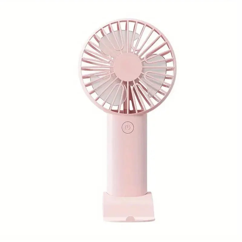 Mini USB Rechargeable Handheld Fan with Phone Holder – 3-in-1 Portable Desktop Cooling Fan, 3-Speed Quiet Mini Fan