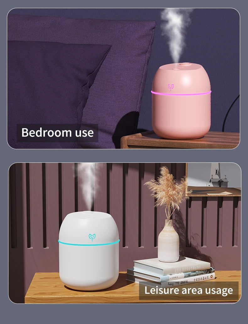 220ML USB Mini Cool Mist Humidifier – Quiet Desktop & Car Aromatherapy Air Humidifier with Auto Shut-Off