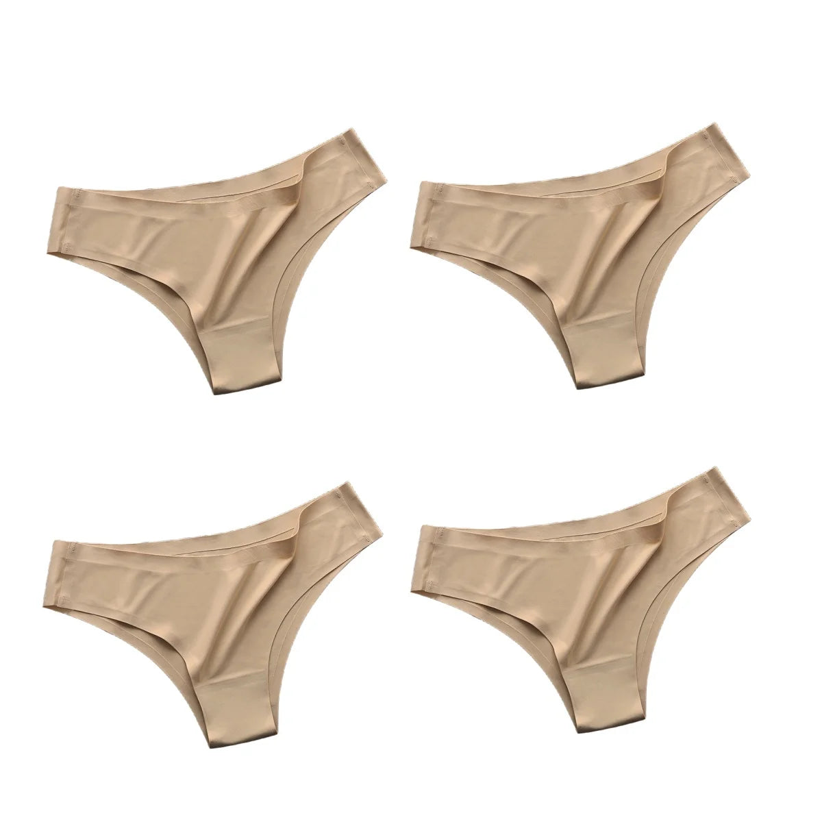 4PCS Seamless Women’s G-String Panties Set – Ultra-Thin Ice Silk Low Waist Invisible Briefs, Soft Breathable Cotton Crotch Underwear