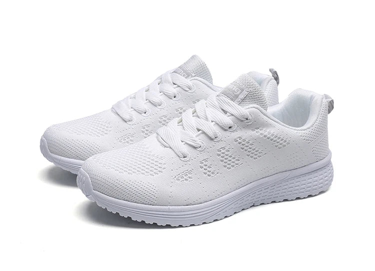 Women’s Breathable Mesh Running Sneakers – Lightweight Lace-Up Vulcanized Outdoor Walking Shoes for Women