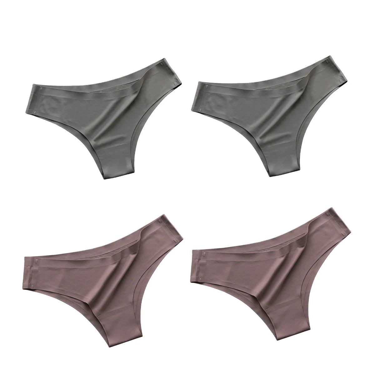 4PCS Seamless Women’s G-String Panties Set – Ultra-Thin Ice Silk Low Waist Invisible Briefs, Soft Breathable Cotton Crotch Underwear