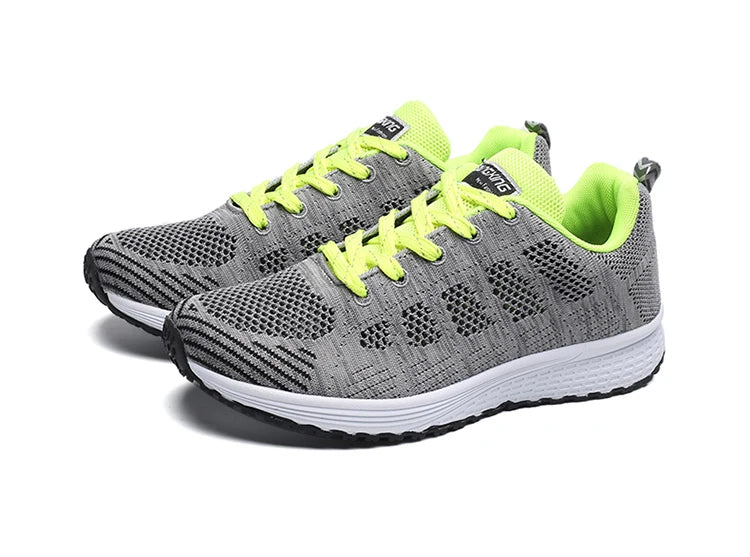 Women’s Breathable Mesh Running Sneakers – Lightweight Lace-Up Vulcanized Outdoor Walking Shoes for Women