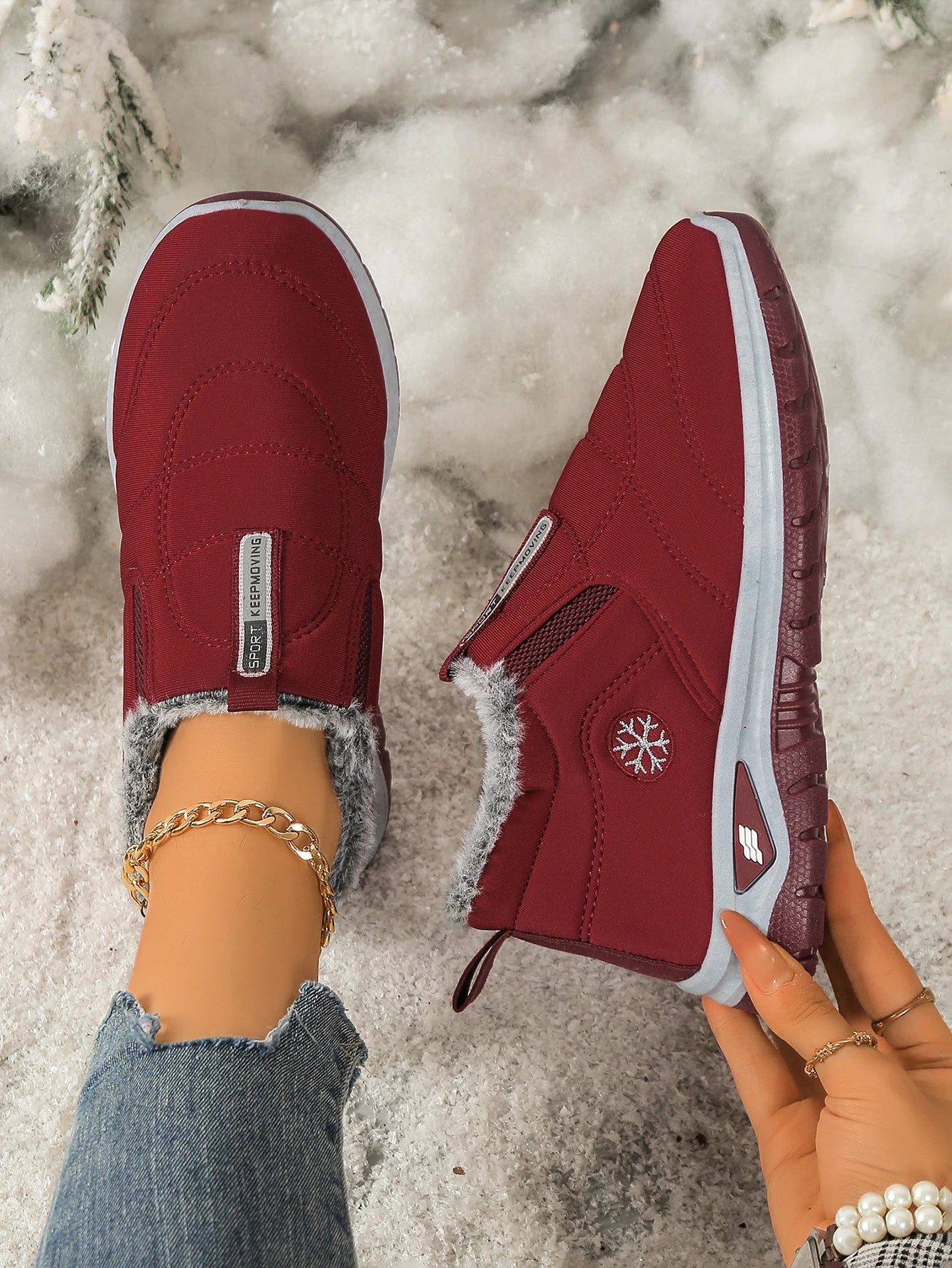 Women’s Lightweight Fleece-Lined Ankle Snow Boots – Soft Sole Slip-On Winter Casual Boots