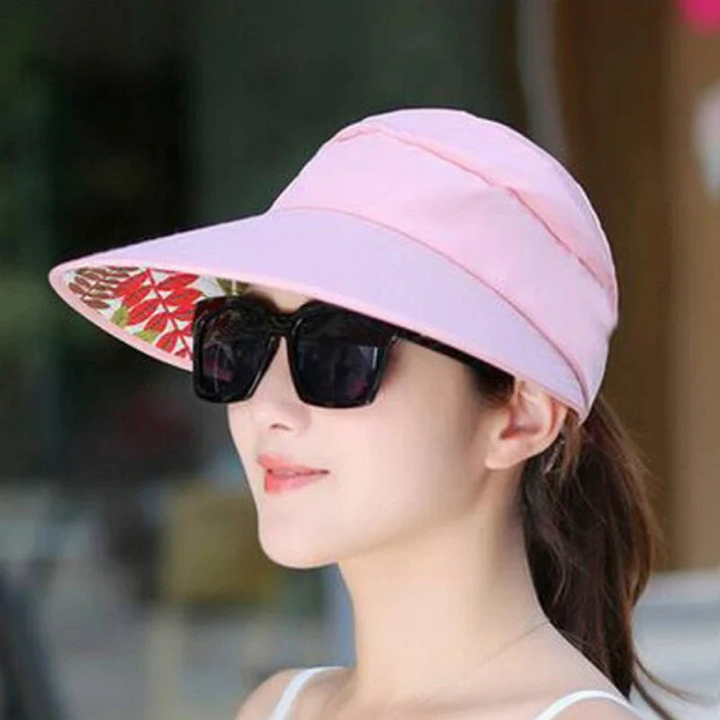 Women’s Foldable Wide Brim Sun Hat – UV Protection Summer Beach Visor Cap, Casual Lightweight Holiday Hat