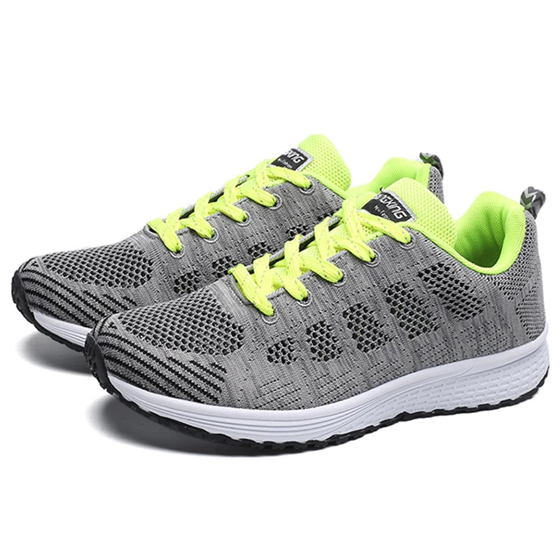 Women’s Breathable Mesh Running Sneakers – Lightweight Lace-Up Vulcanized Outdoor Walking Shoes for Women