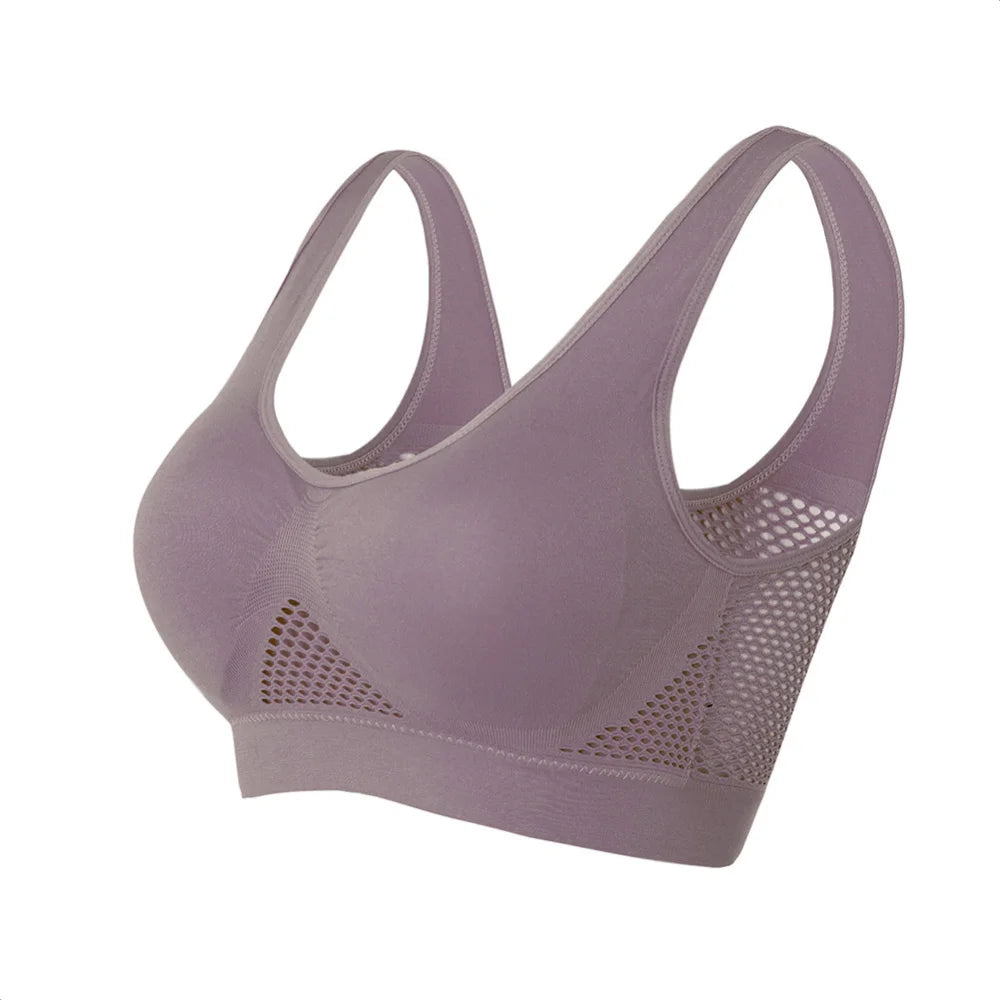 Seamless Mesh Sports Bra for Women – Breathable, Shockproof Wireless Fitness Crop Top (Plus Size up to 6XL)