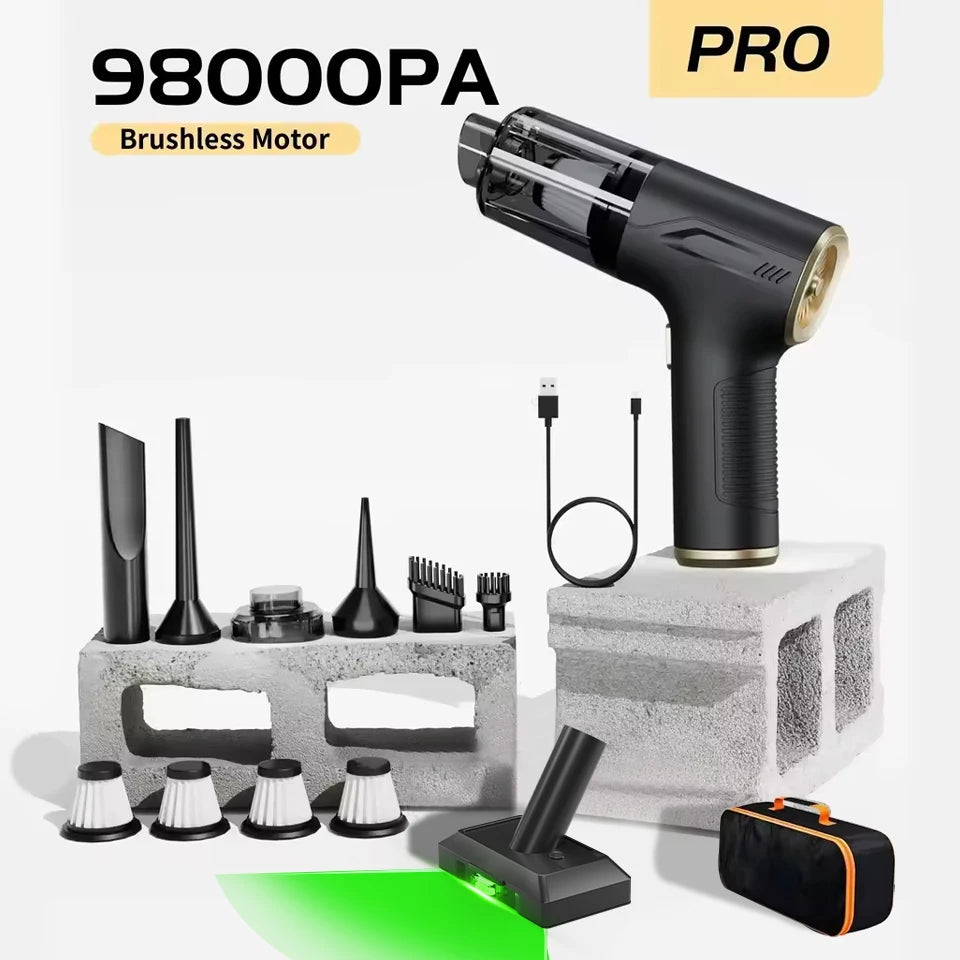 CENRR 98000PA Cordless Mini Car Vacuum Cleaner – Handheld Wireless Portable Car Cleaner & Air Blower