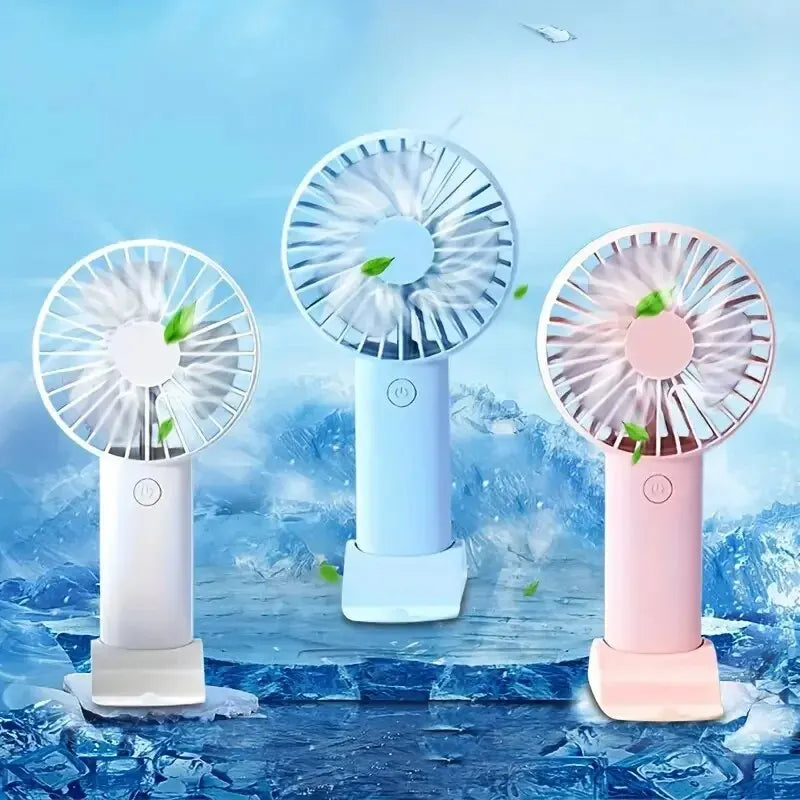 Mini USB Rechargeable Handheld Fan with Phone Holder – 3-in-1 Portable Desktop Cooling Fan, 3-Speed Quiet Mini Fan