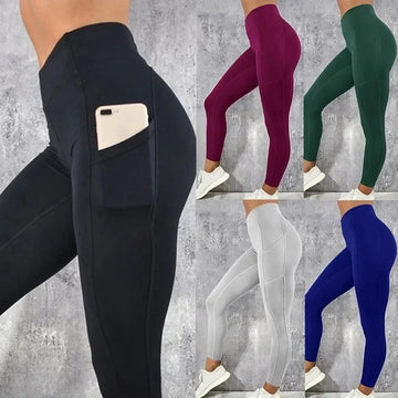 High Waist Yoga Leggings for Women – Butt Lifting Gym & Running Tights with Pocket, Stretchy Ankle-Length Sports Pants