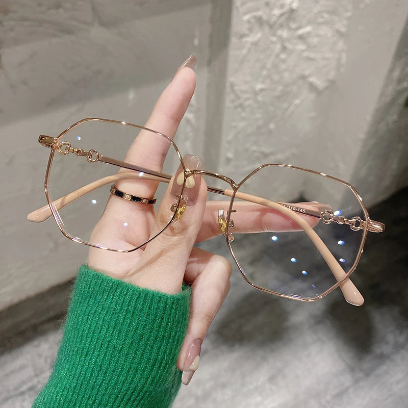 Classic Women’s Blue Light Blocking Round Metal Eyeglasses Frame – Lightweight Alloy Spring Hinge Optical Glasses