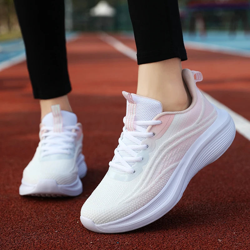 Women’s Breathable Mesh Sneakers – Lightweight Anti-Slip Lace-Up Summer Running & Hiking Athletic Shoes