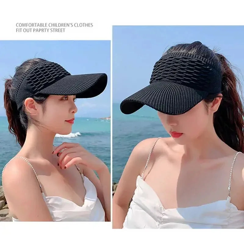 Women’s Anti-UV Breathable Adjustable Sun Visor Hat – Lightweight Outdoor Sports Cap for Tennis, Golf, Running & Beach