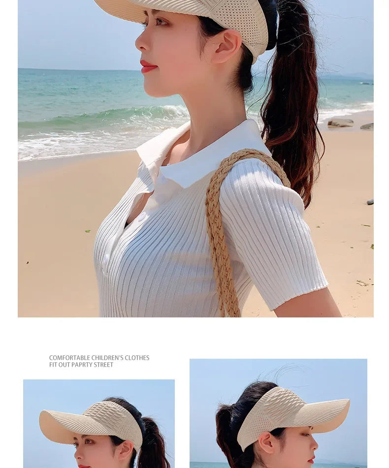 Anti-UV Sun Visor Hat – Breathable Adjustable Open Top Cap for Women & Men | Summer Sports, Golf, Tennis, Beach