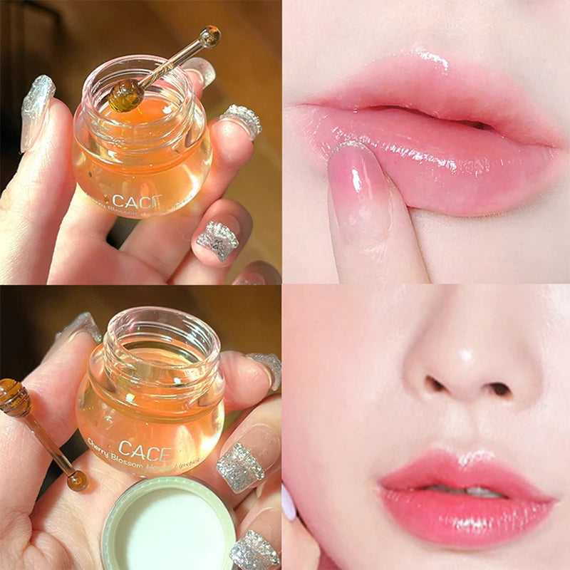 CACE Cherry Blossom Honey Lip Balm – Deep Hydration, Plumping Effect, Non-Sticky Glossy Finish, Nourishing Daily Lip Care (5g)