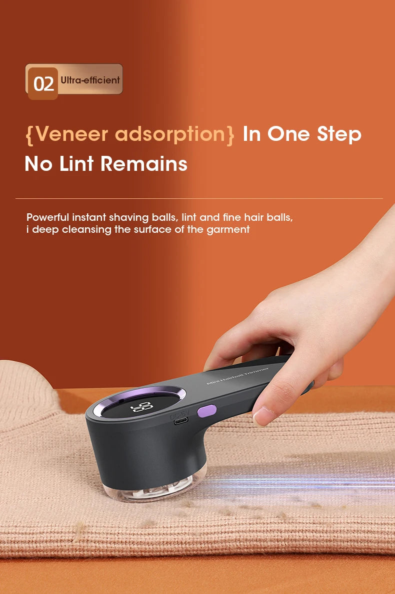USB Rechargeable LED Electric Lint Remover for Clothes – 8000 RPM Fabric Shaver with Digital Display