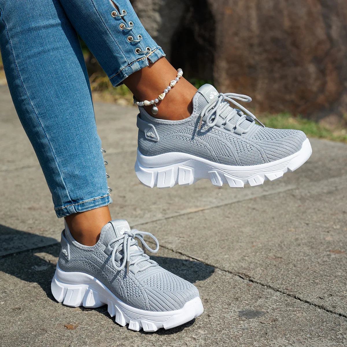 Women’s Lightweight Breathable Mesh Slip-On Walking Shoes – Plus Size Comfort Non-Slip Flat Sole Casual Spring Sneakers