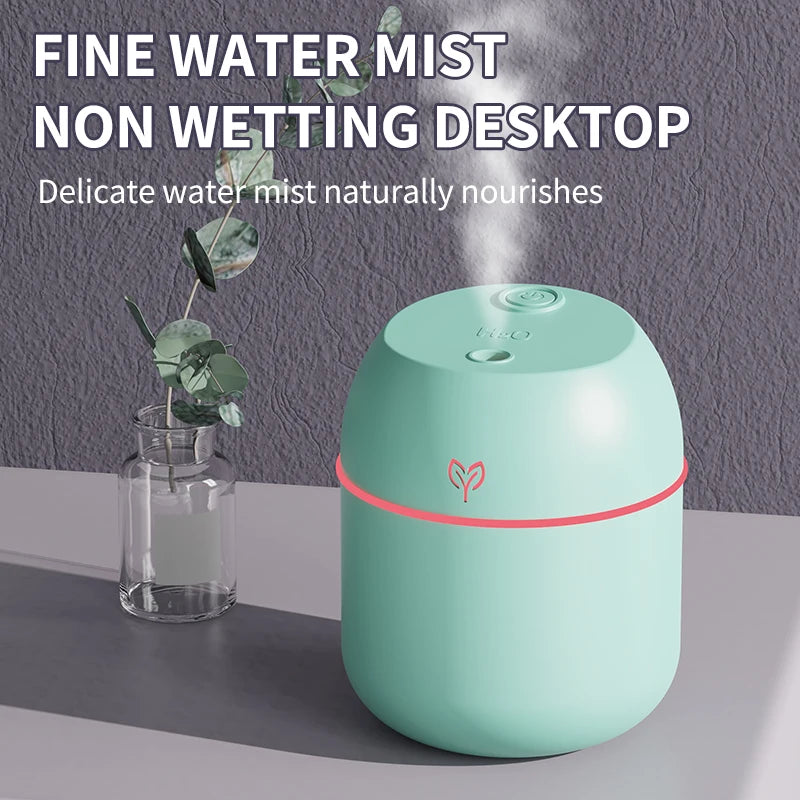 220ML USB Mini Cool Mist Humidifier – Quiet Desktop & Car Aromatherapy Air Humidifier with Auto Shut-Off
