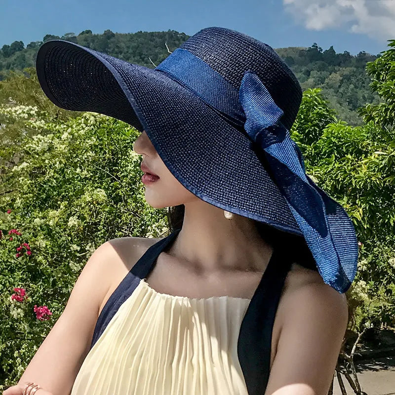 Women’s Foldable Straw Sun Hat – UV Protection Beach Visor, Lightweight Travel Bucket Cap, Casual Summer Panama Hat
