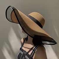 Women’s Foldable Straw Sun Hat – UV Protection Beach Visor, Lightweight Travel Bucket Cap, Casual Summer Panama Hat