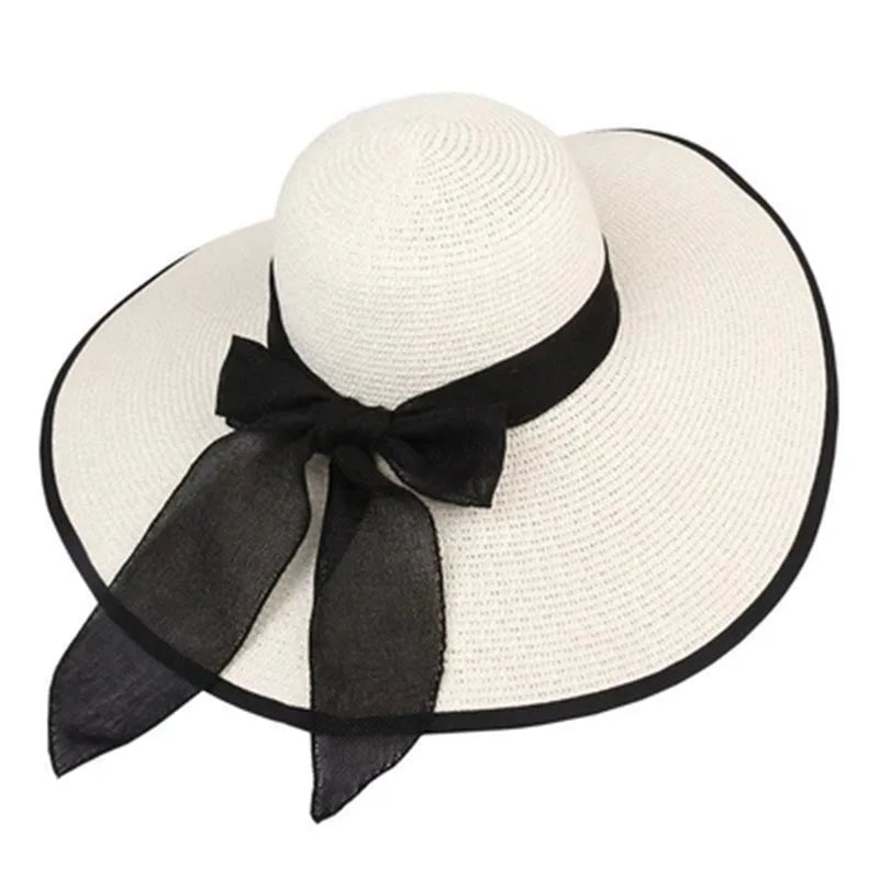 Women’s Foldable Straw Sun Hat – UV Protection Beach Visor, Lightweight Travel Bucket Cap, Casual Summer Panama Hat