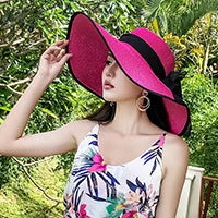 Women’s Foldable Straw Sun Hat – UV Protection Beach Visor, Lightweight Travel Bucket Cap, Casual Summer Panama Hat