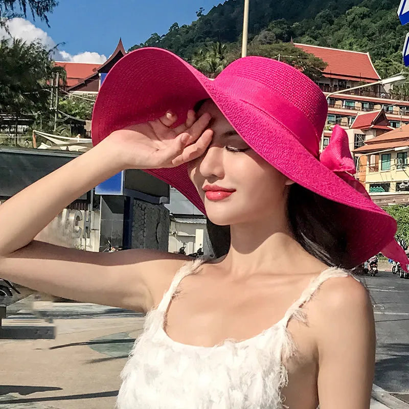 Women’s Foldable Straw Sun Hat – UV Protection Beach Visor, Lightweight Travel Bucket Cap, Casual Summer Panama Hat