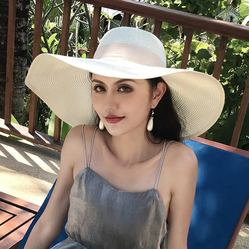 Women’s Foldable Straw Sun Hat – UV Protection Beach Visor, Lightweight Travel Bucket Cap, Casual Summer Panama Hat