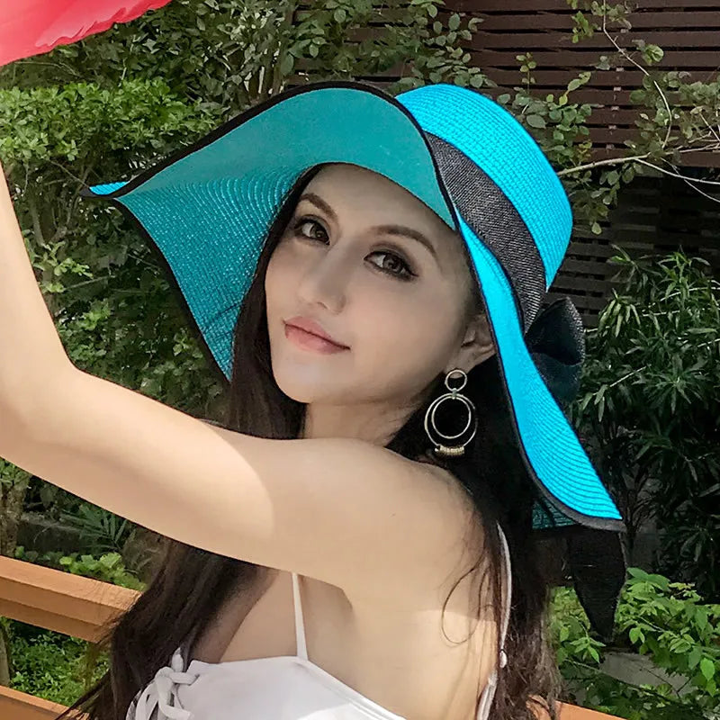 Women’s Foldable Straw Sun Hat – UV Protection Beach Visor, Lightweight Travel Bucket Cap, Casual Summer Panama Hat