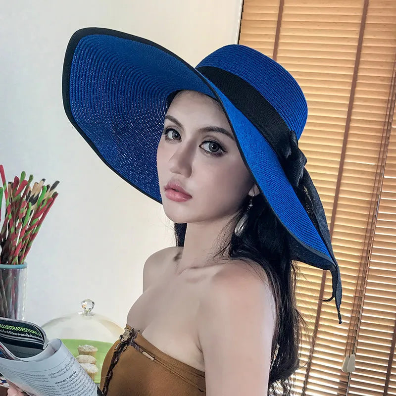 Women’s Foldable Straw Sun Hat – UV Protection Beach Visor, Lightweight Travel Bucket Cap, Casual Summer Panama Hat