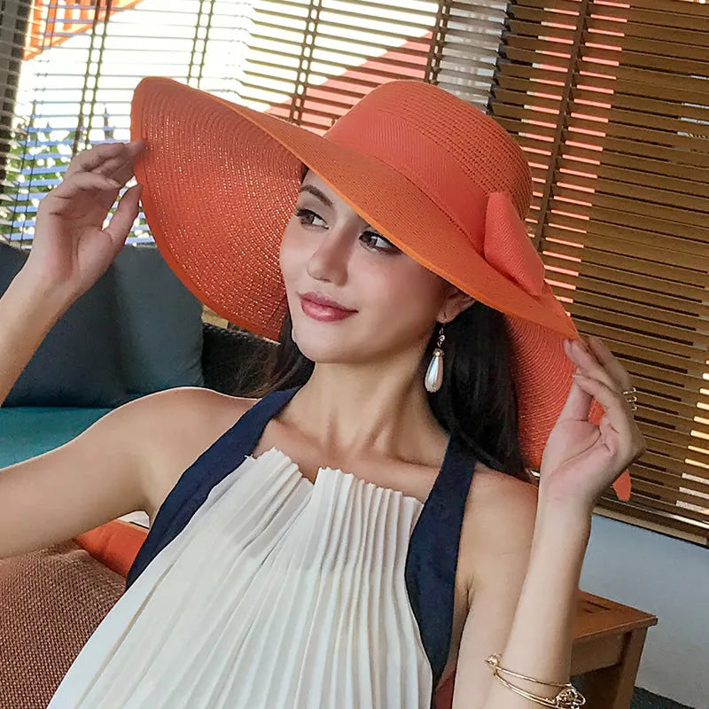 Women’s Foldable Straw Sun Hat – UV Protection Beach Visor, Lightweight Travel Bucket Cap, Casual Summer Panama Hat