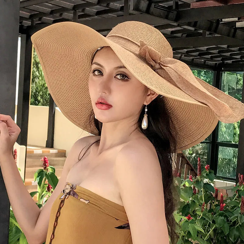 Women’s Foldable Straw Sun Hat – UV Protection Beach Visor, Lightweight Travel Bucket Cap, Casual Summer Panama Hat