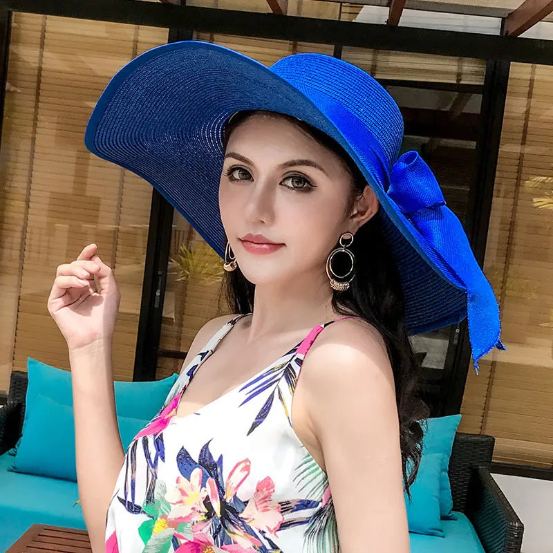 Women’s Foldable Straw Sun Hat – UV Protection Beach Visor, Lightweight Travel Bucket Cap, Casual Summer Panama Hat