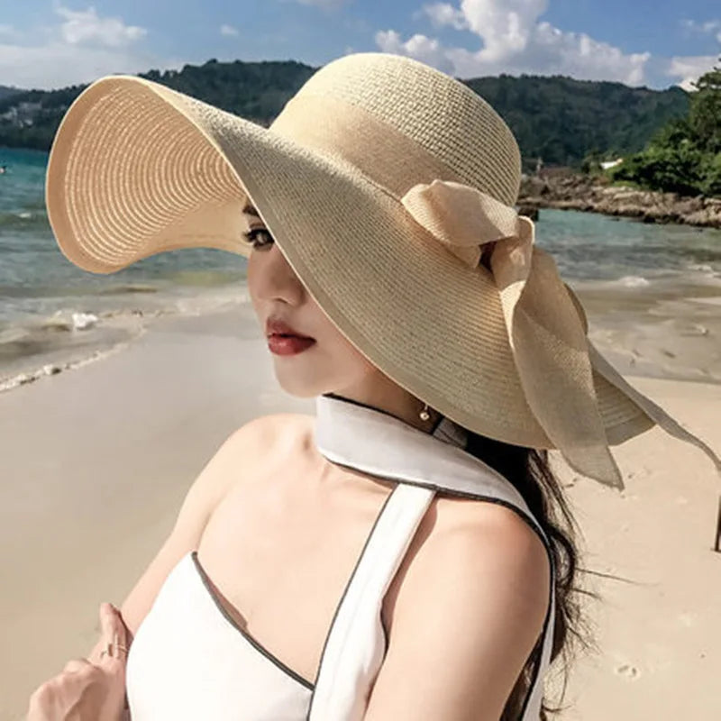 Women’s Foldable Straw Sun Hat – UV Protection Beach Visor, Lightweight Travel Bucket Cap, Casual Summer Panama Hat