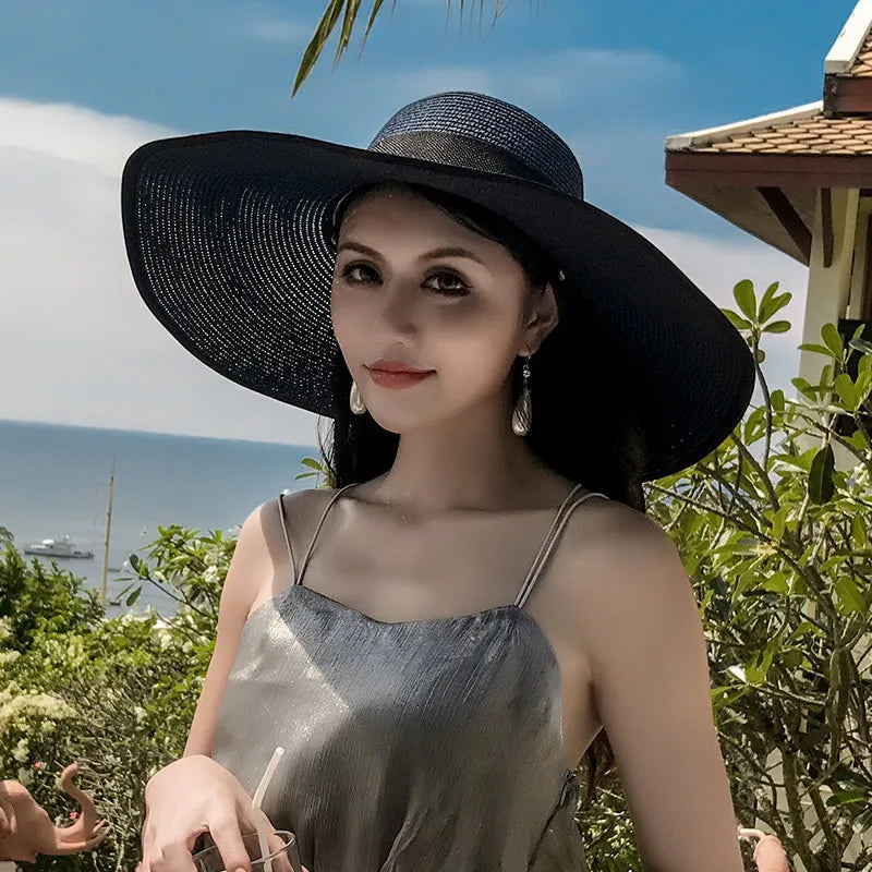Women’s Foldable Straw Sun Hat – UV Protection Beach Visor, Lightweight Travel Bucket Cap, Casual Summer Panama Hat