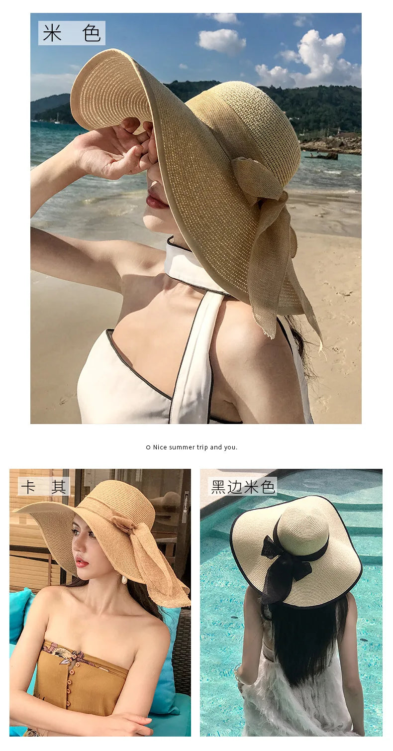 Women’s Foldable Straw Sun Hat – UV Protection Beach Visor, Lightweight Travel Bucket Cap, Casual Summer Panama Hat