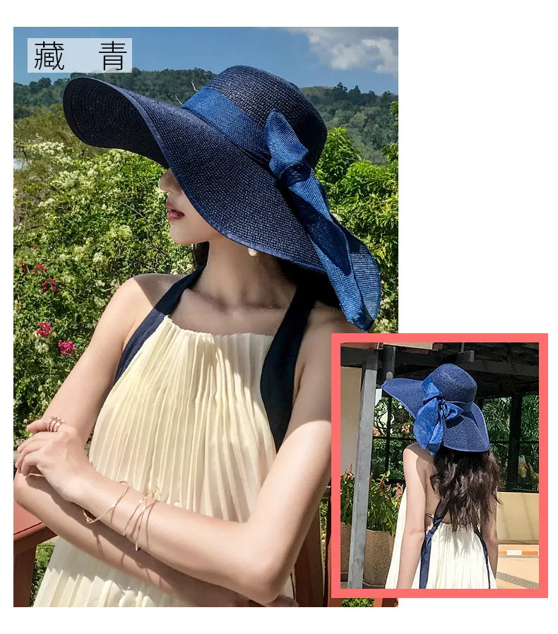 Women’s Foldable Straw Sun Hat – UV Protection Beach Visor, Lightweight Travel Bucket Cap, Casual Summer Panama Hat