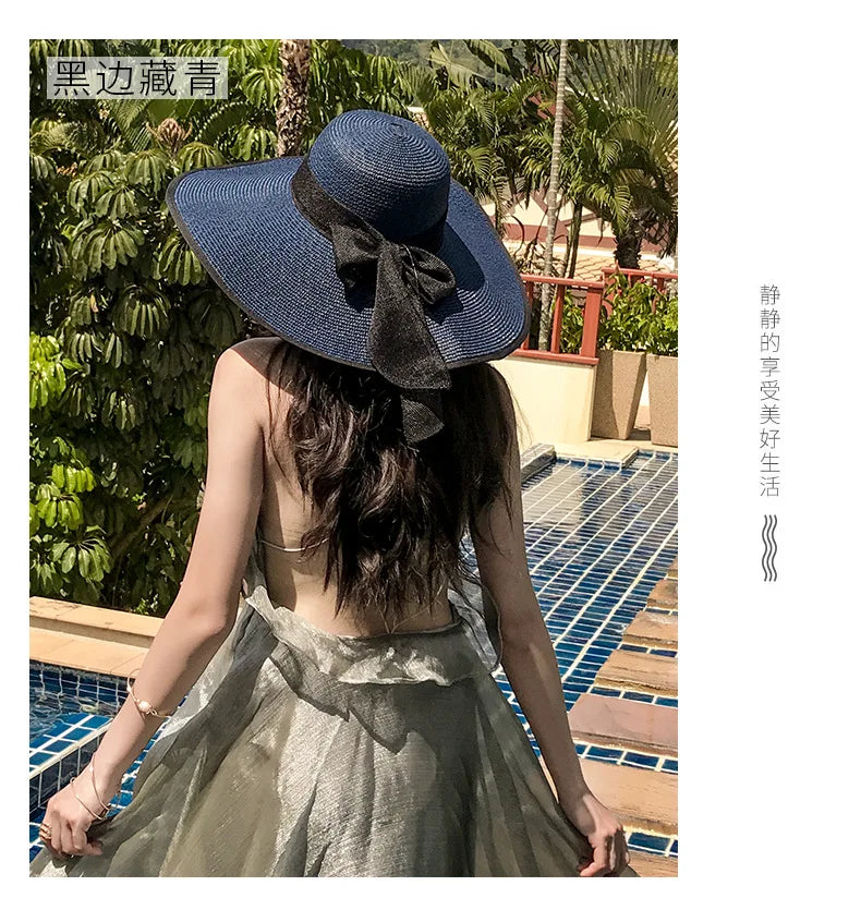 Women’s Foldable Straw Sun Hat – UV Protection Beach Visor, Lightweight Travel Bucket Cap, Casual Summer Panama Hat